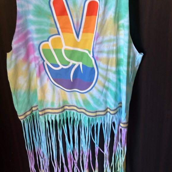 Rainbow Tie-Dye Fringe Tank Top - Picture 1 of 4